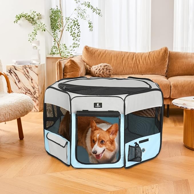 X-ZONE PET Dog Playpen - Blue, Medium