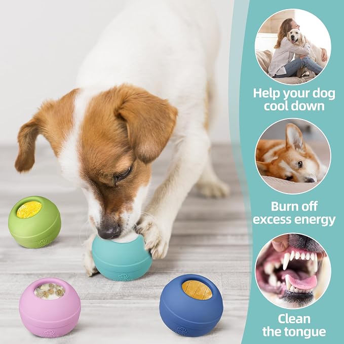Long-Lasting Interactive Dog Lick Toy, Stuffable Dog Enrichment to Keep Dogs Busy, Wobbly Treat Dispensing Freezable Chew Toys, Food-Grade Safe (Teal Blue,S)