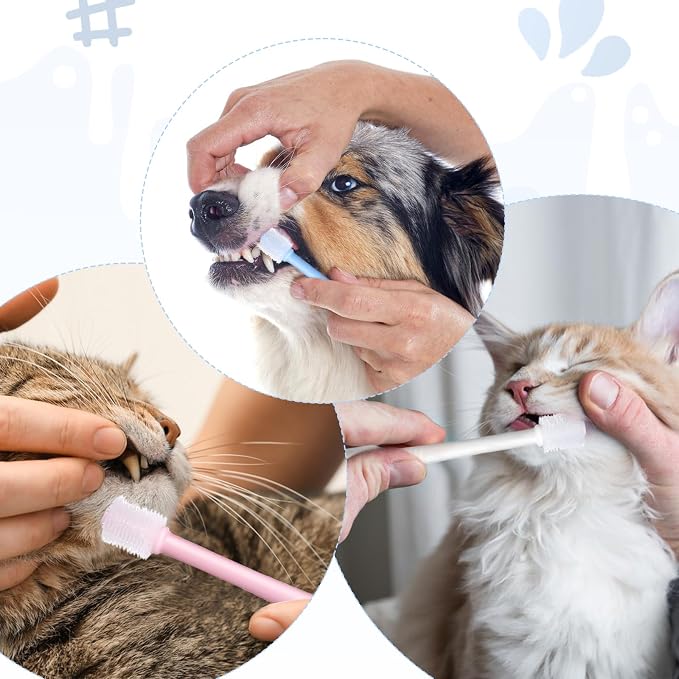 Yuanchu WJIAAA Small Cat Dog Toothbrush, 3 Pack 360 Degree Soft Silicone Pet Toothbrush Cat Dental Care Dog Oral Hygiene Deep Cleaning Pet Teeth Clean Kit