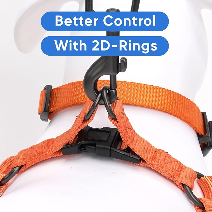 Pawtitas Solid Step-in Dog Harness – Adjustable No-Pull Vest for Puppies to Seniors, Safe & Comfortable L Orange
