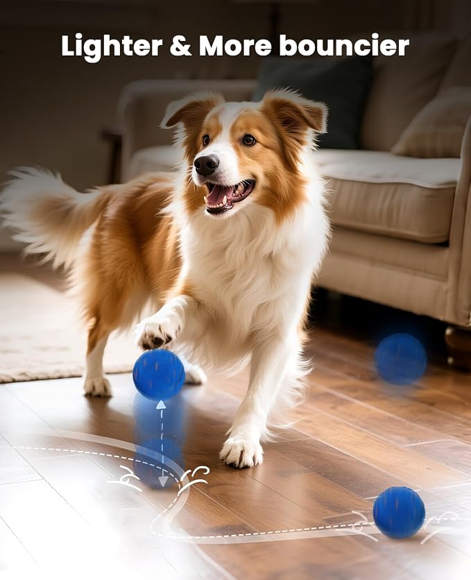 Xeuch Smart Interactive Dog Balls, Automatic Moving Bouncing Ball, E-TPU Material, Motion Activated Rotating Toy for Dogs Puppies, Enrichment & Stimulation Toys for Indoor & Outdoor (Deep Blue)