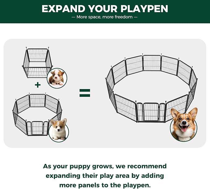 FXW Rollick Unleashed Dog Playpen, 24in, 4 Panels, Small/Puppy, Black