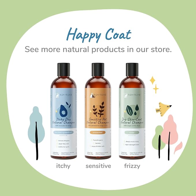 kin+kind Deep Clean Natural Dog Shampoo - Deep Clean & Odor Control - Almond + Vanilla Fragrance - 12 fl oz