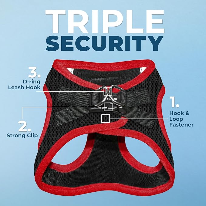 Voyager Step-in Air Dog Vest Harness - Black/Red Trim, X-Small | 13 - 14.5" in Chest, Reflective Bands, All Weather Breathable Air Mesh, Cats Compatible, Lightweight, Fast Drying