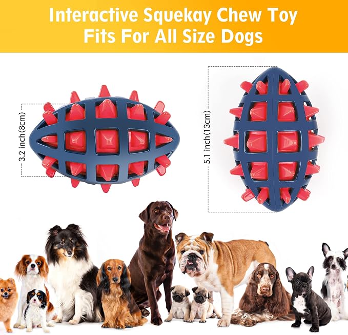 Dog Spiky Toy Ball with Squeaker, Floating, 2-Pack Kit