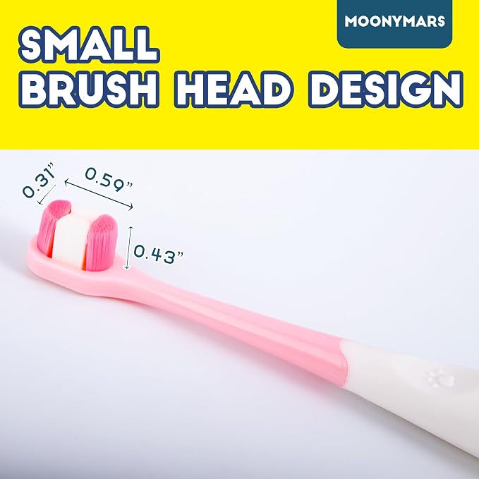 Small Dog Toothbrush, Puppy & Cat Tooth Brushing Kit, Ultra Soft Head Teeth Brush for Kitten & Tiny to Medium Pet, Doggy Toothbrushes Deep Dental Clean, 1 PCS, Pink