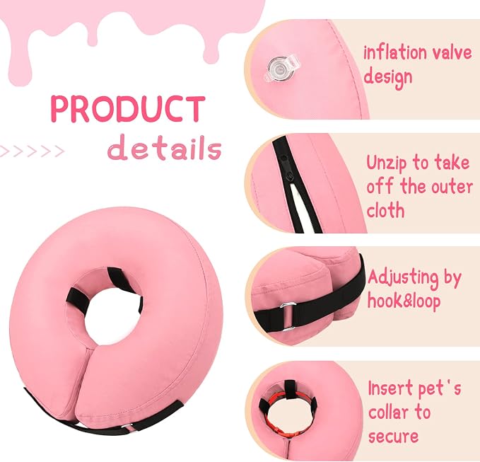Supet Inflatable Dog Cone Collar for Small Dogs Puppies Cats, Soft Dog Cone Alternative After Surgery for Puppies Cats to Stop Licking