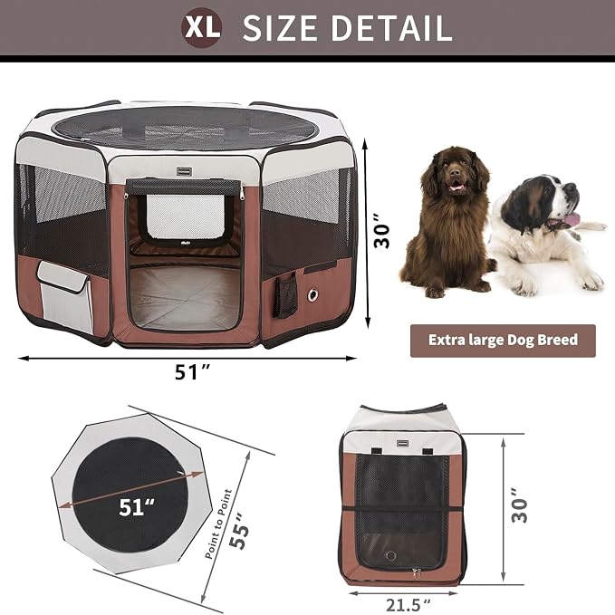 DONORO Dog Playpen, 55in, Medium/Large, 8 Panels