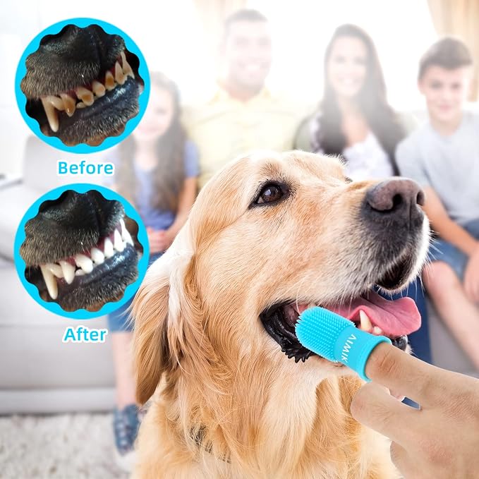 VIWIK 8Pack Pet Tooth Brushing Kit - Medium to Large Dog & Cat Toothbrush, Finger Toothbrush for Puppy Teeth Cleaning & Dental Care