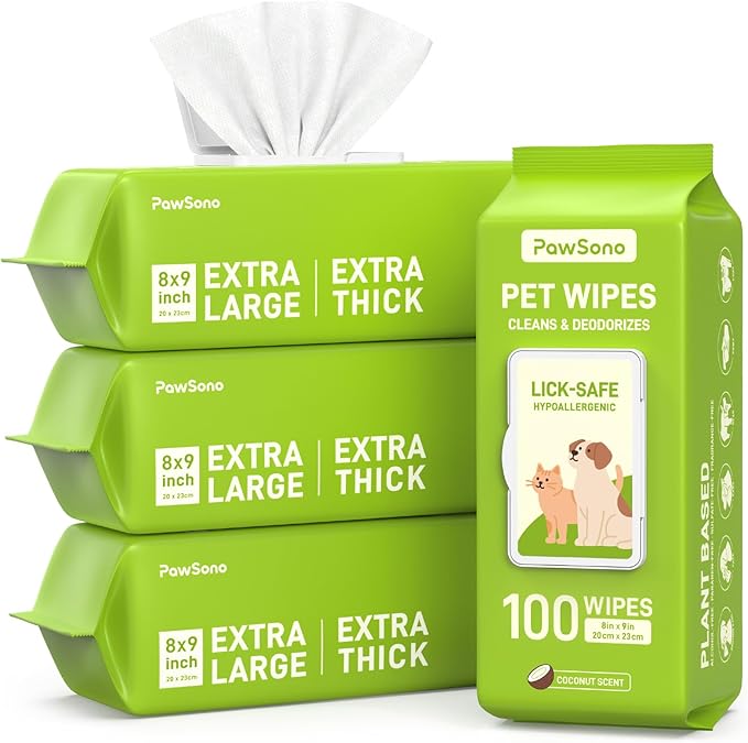 Hypoallergenic Pet Wipes for Dogs & Cats, Coconut Scented, 400 Count