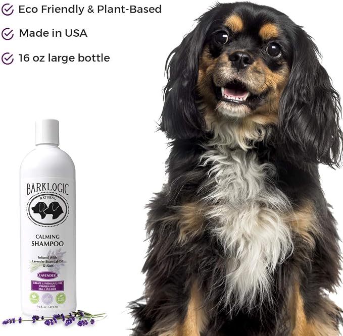 BarkLogic Dog & Puppy Calming Shampoo, 16oz, Lavender, Made in USA