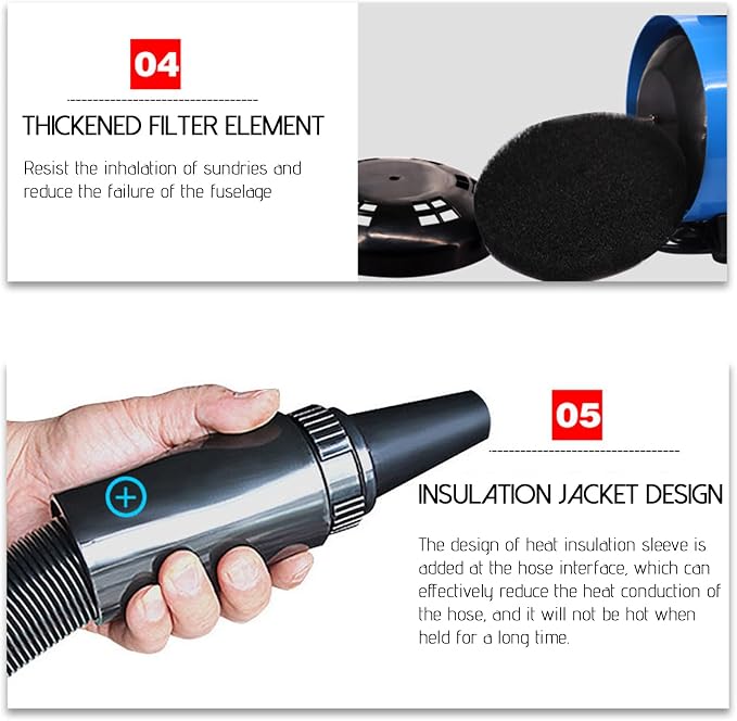 Pet Dryer for Dog, High Velocity Dog Hair Dryer, Less Noise Dog Blow Dryer, Professional Pet Grooming Dryer,Stepless Adjustable Speed, Heat Insulation, 4 Different Nozzles