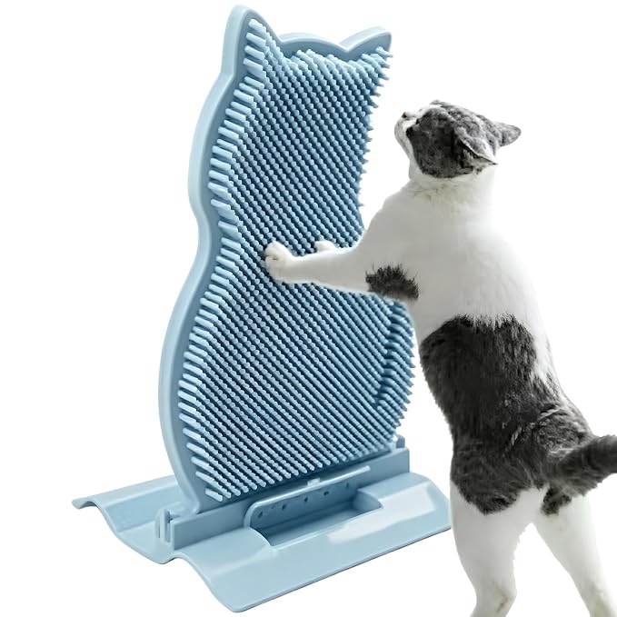 Cat Self Groomer - Corner Massage Brush, Loose Hair Remover, ABS | Bristle Scratching Rubbing Pad, Calming Grooming Instinct, Indoor Apartment Farmhouse Bedroom Balcony