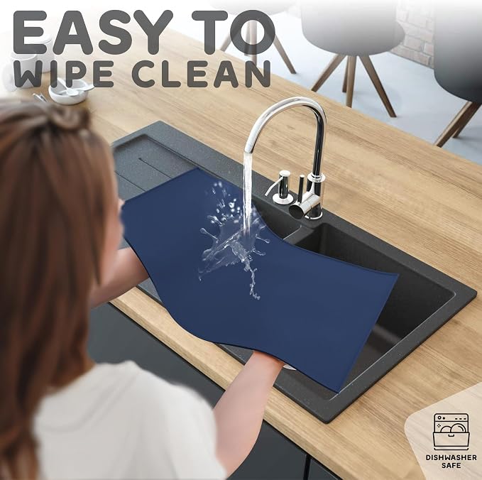 Dog Food Mat - Raised Edges Dogs Mat for Food and Water Prevent Spill, Waterproof Cat Food Mats Protect Floors, Easy Clean Dog Bowl Mats for Food and Water, Silicone Pet Food Tray
