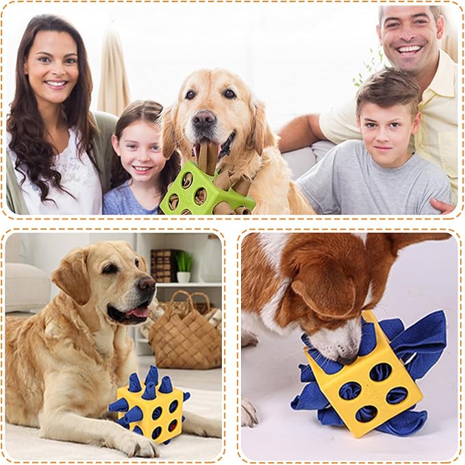 Dog Puzzle Toy, Dog Snuffle Ball, Interactive Puzzle Dog Toys for Small, Medium, Large Dog, Puppy Treat Dispenser, Cloth Strip Hiding Food Chew Toys(Yellow)