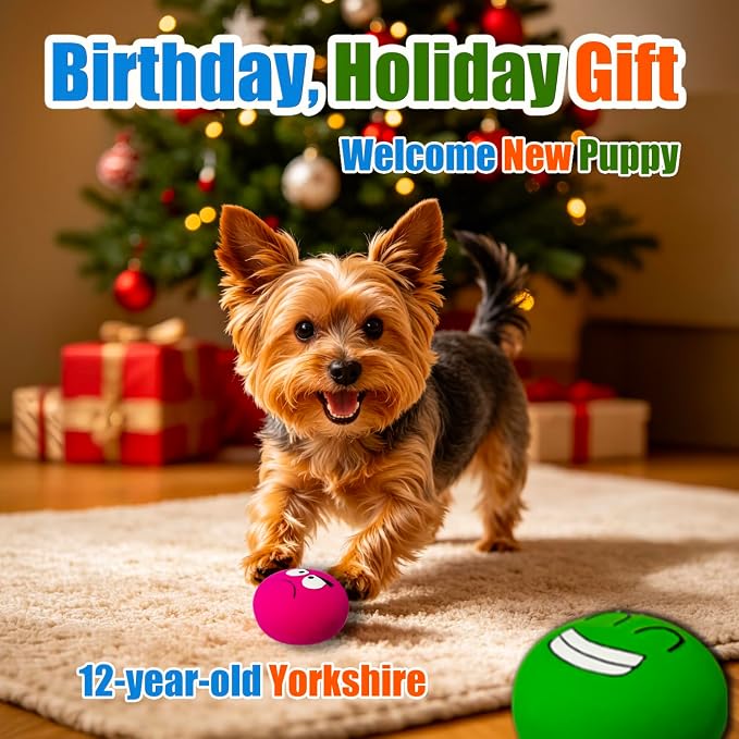 Latex Squeaky Dog Toys for Small Dogs & Tiny Breeds, 2.2" Flat Ball | 2.2"*2.2"*1.3" Burger Shape Squeaky Dog Balls 8pcs, Puppy Squeak Toy with Squeaker, Soft Rubber Pet Toy Indoor & Outdoor