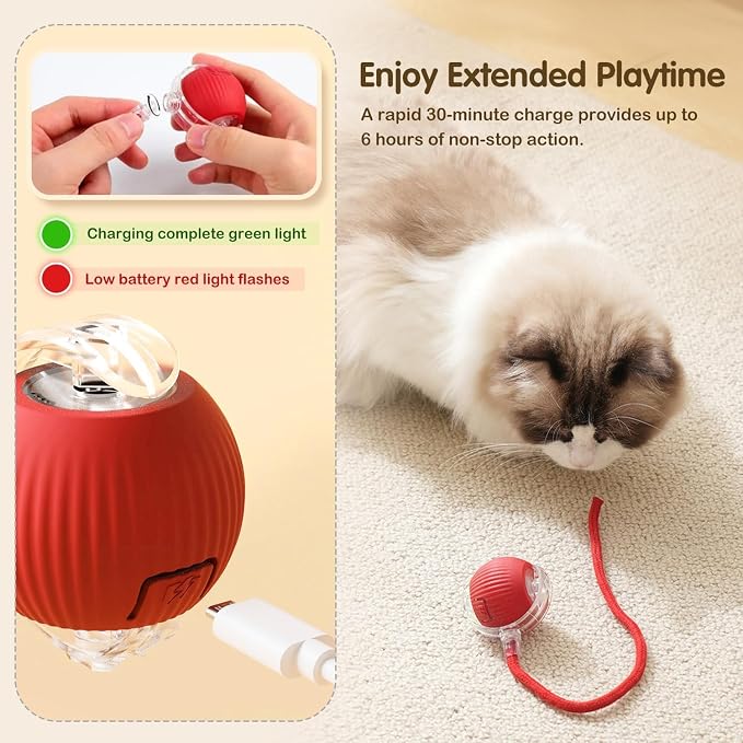 Interactive Cat Toys for Indoor Cats - Motion Activated Cat Balls with 360° - Kitten Toys to Relieve Boredom for Bored Kitten Pet Cats Dogs (Gray)