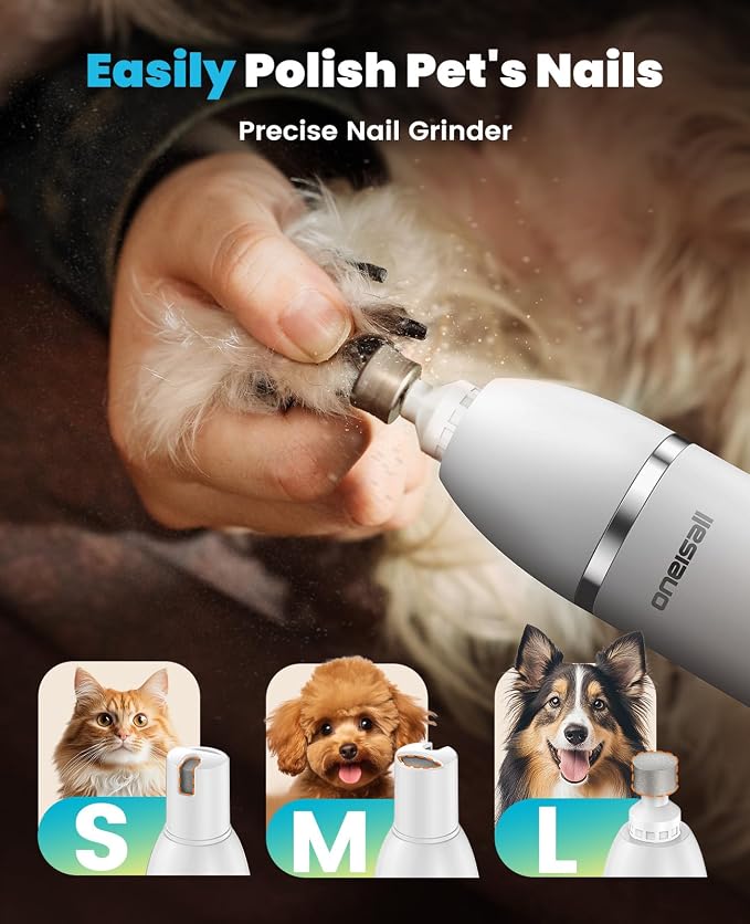 oneisall 4-in-1 Dog Grooming Kit with LCD Display - White