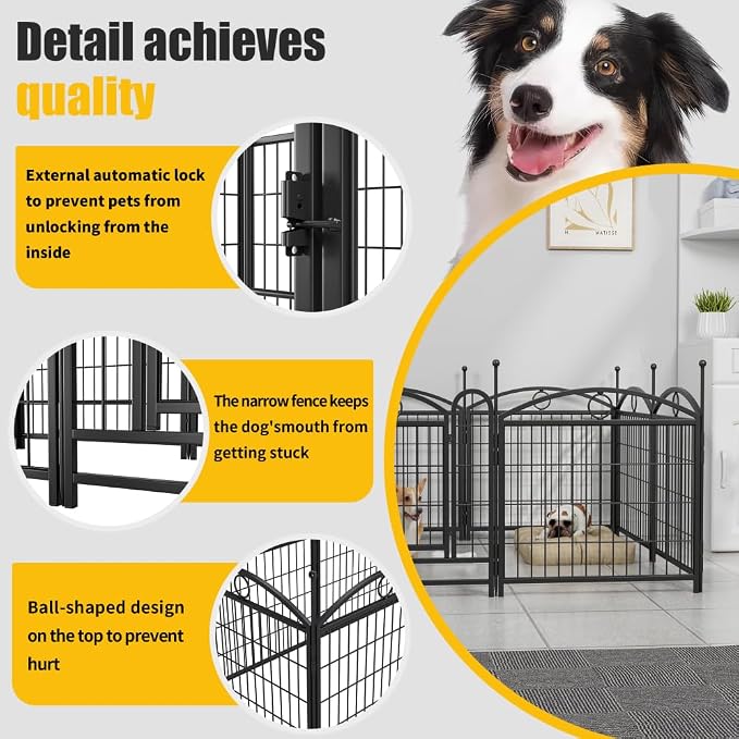 Dog Playpen 24in 8-Panel Metal Fence with Door