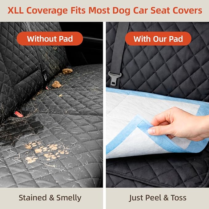 XXXXL Dog and Puppy Pee Pads, 55.1 x 31.5 Inch Leakproof Disposable Pet Training Pads, Fast Absorb 5-Layer Design, 50% Thicker with Adhesive Tabs, for Car Back Seat Cover, Floor, Crate, 50 Count