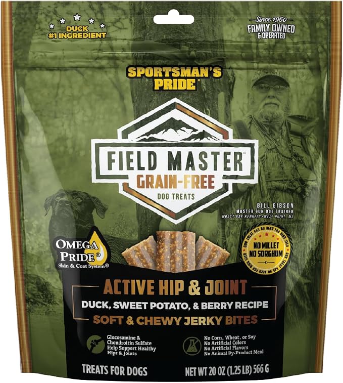 Sportsman's Pride Field Master Active Hip & Joint Duck, Sweet Potato & Berry Recipe Grain-Free Jerky Bites Dog Treats, 20 oz.