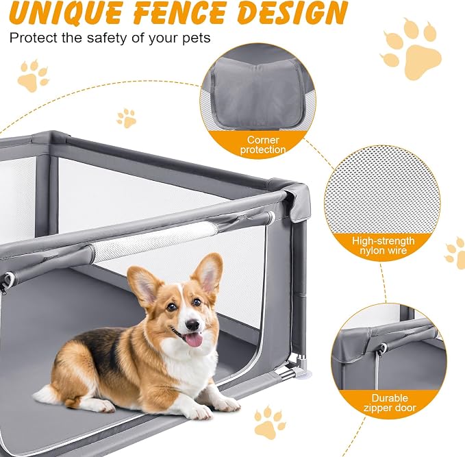 48x48x26 Inch Dog Playpen for Puppies and Small Dogs, Foldable Portable Indoor Pet Fence with Gate,Dog Play Enclosure