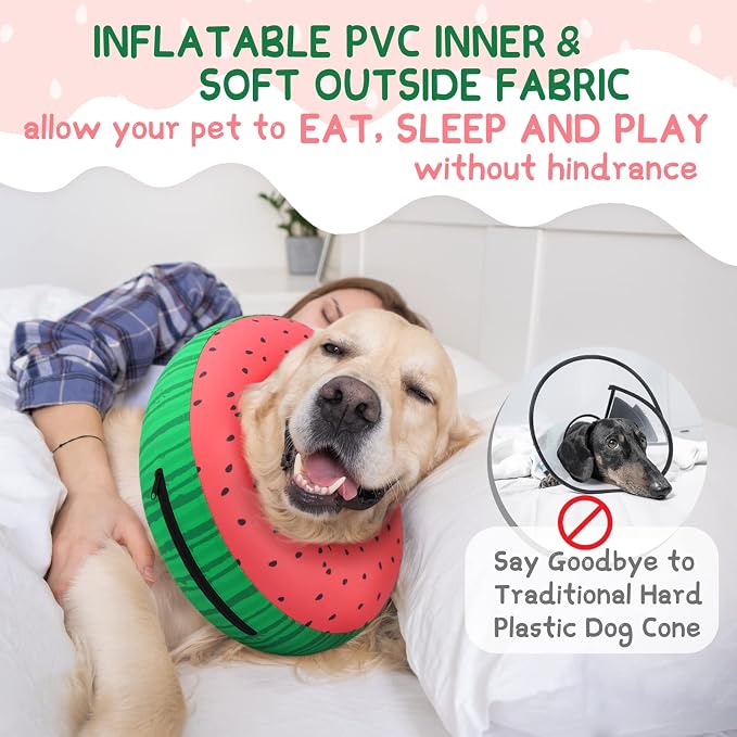 Supet Inflatable Dog Cone Collar for Large Medium Small Dogs, Soft Cone Collar for Dogs Cats, E Collar Pet Neck Donut Dog Cone Alternative After Surgery