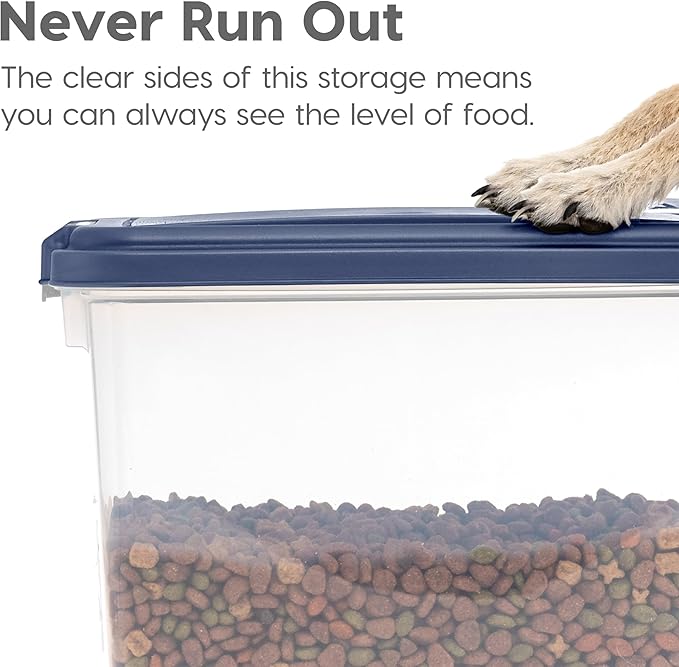 IRIS USA Dog Food Storage Container, Up to 30+11 lbs, Navy