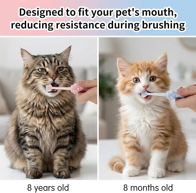 2 Pcs Puppy Tooth Brushing Kit 3-Sided Small Dog Toothbrush Puppy Toothbrushes Unique Head Teeth Brush Dogs Brush Addition Bad Breath Tartar Teeth for Small Medium Dogs