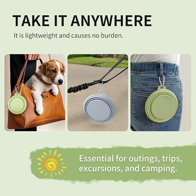 Collapsible Dog Bowls, 2 Pack, Macaron Blue & Green
