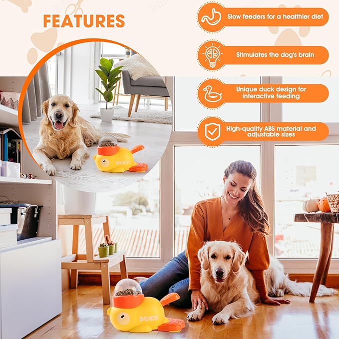 Dog Interactive Treat Dispenser, Interactive Dog Toys Food Puzzle Slow Feeder, Duck Treat Dispenser for Small Medium Dogs and Cats, Promotes IQ Training and Entertainment Reduces Bloating