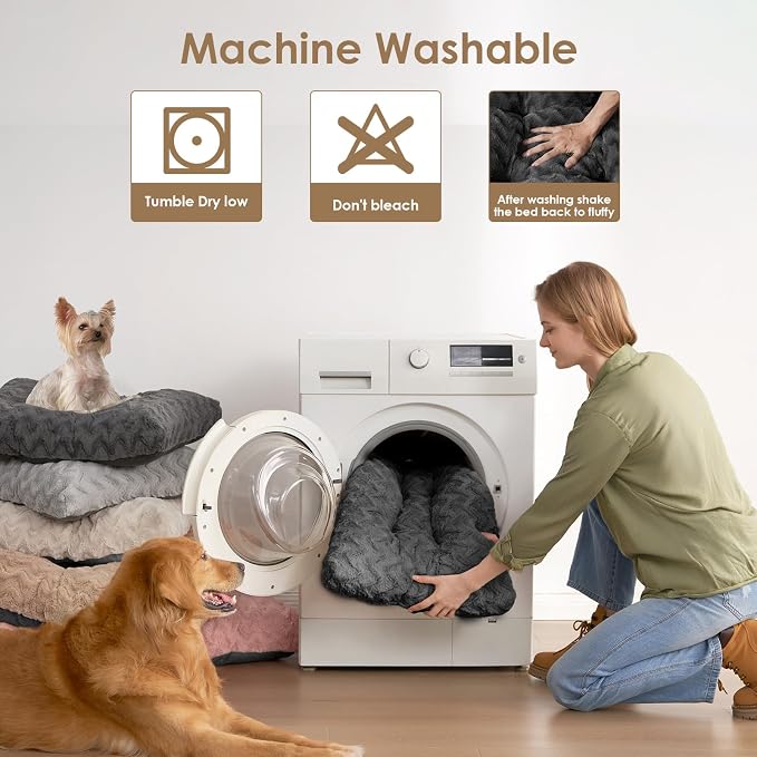 EHEYCIGA Washable Large Dog Bed for Crate, 36x27 Inch Pet Bed, Charcoal