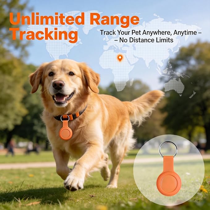 Pet GPS Tracker: A Smart Collar with Real-Time Location Tracking—Ns in Real Time. Compatible with Android and iOS | Silicone Protective Case with Metal Ring, 1-Minute GPS Updates, 1-Year Replaceable Battery, IPX7 Waterproof