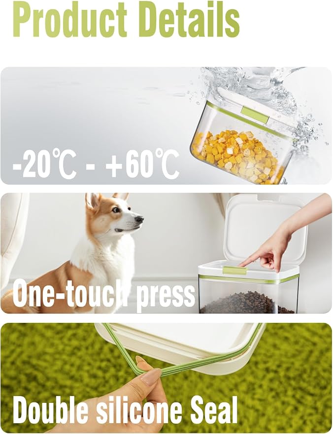 LivLab Mker 5.8lbs/98OZ/5.3qt Airtight Dog food storage container with lids, 5.8lbs, clear