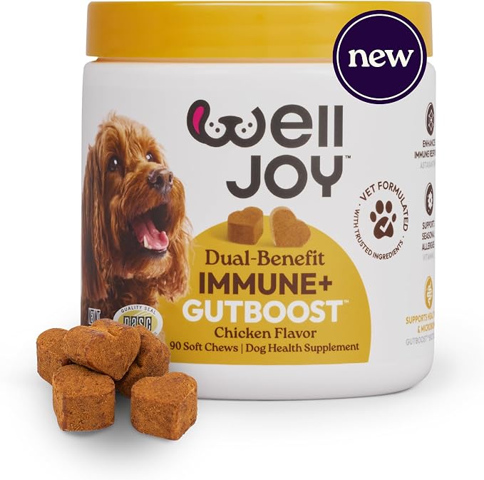 WellJoy Immune Dog Supplement + Vitamin E, Astaxanthin, GutBoost, 90ct