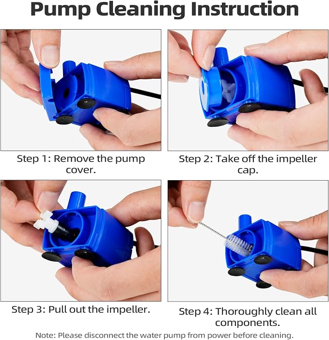 Cat Water Fountain Pump replacement(No Led & with Brush), IP68 DR-DC 160 submersible motor Submersible Water Pump for Stainless Steel, Ceramic Cat Water Fountain, Ultra Quiet Pet Fountain Pump