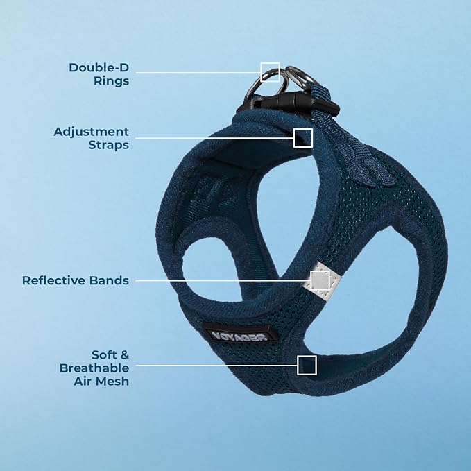 Voyager Step-in Air Dog Vest Harness - Blue, XXX-Small | 11 - 12" in Chest, Reflective Bands, All Weather Breathable Air Mesh, Cats Compatible, Lightweight, Fast Drying