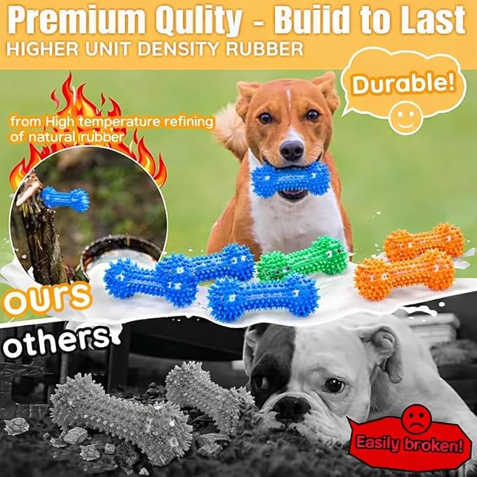 GILL&SONS Bone Toys Tug Dogs Toothbrush, Chewable Dogs Toy,Squeaky Interactive,Synthetic Rubber(Silicone) Non-Toxic,Durable for Dental Oral Care,Bones-hape Toothbrush & Toys for All Dogs Breeds.