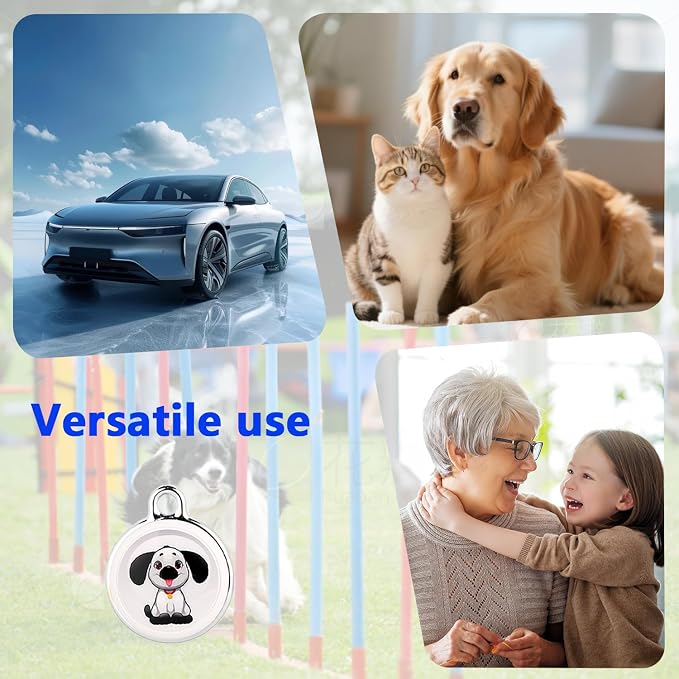 GPS Pet Tracker for Dogs & Cats, No SIM Card or Monthly Fees, iOS & Android | 1-Minute Location Updates, 1-Year Replaceable Battery, IPX7 Waterproof Design with Built-In Attachment Loop