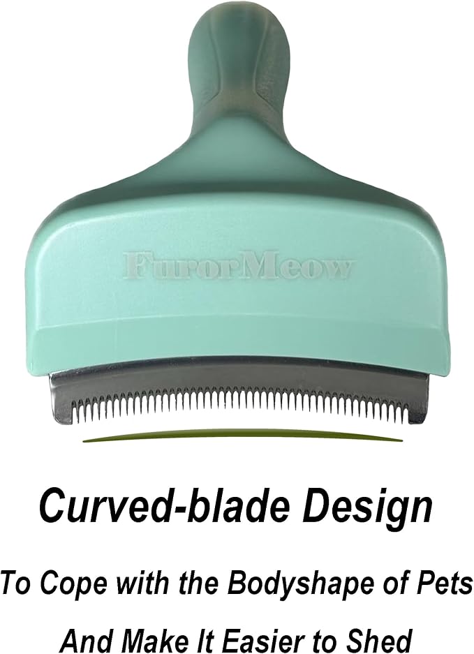 Pet Deshedding Tool with Curve Blade, Small, Small, Green