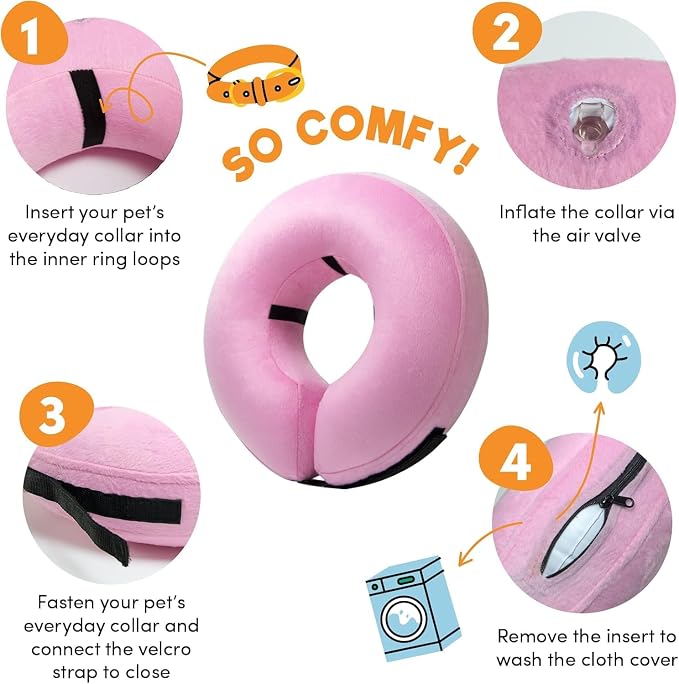 BENCMATE Inflatable Dog Cone Collar Alternative After Surgery XXLarge,Pink | Soft Dog Cone for Small Medium Large Dogs and Cats, Doggie Neck Donut Recovery ECollar to Stop Licking Pets from Injury