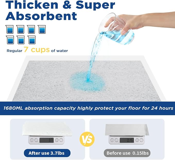 ABCPET Puppy Pads Puppy Pee Pads 50 Count Dog Pads with 5-Layer Leak-Proof Design, Small Disposable Dog Training Pad 22"x22" with Super Absorbent & Cat Litter for Dogs, Cats