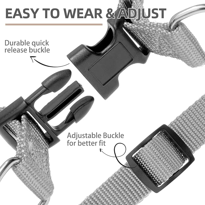 PUPTECK No Pull Dog Harness Large Sized Step-in Adjustable Puppy Vest | Soft Webbing Basic Halter with ID Tag for Outdoor Walking