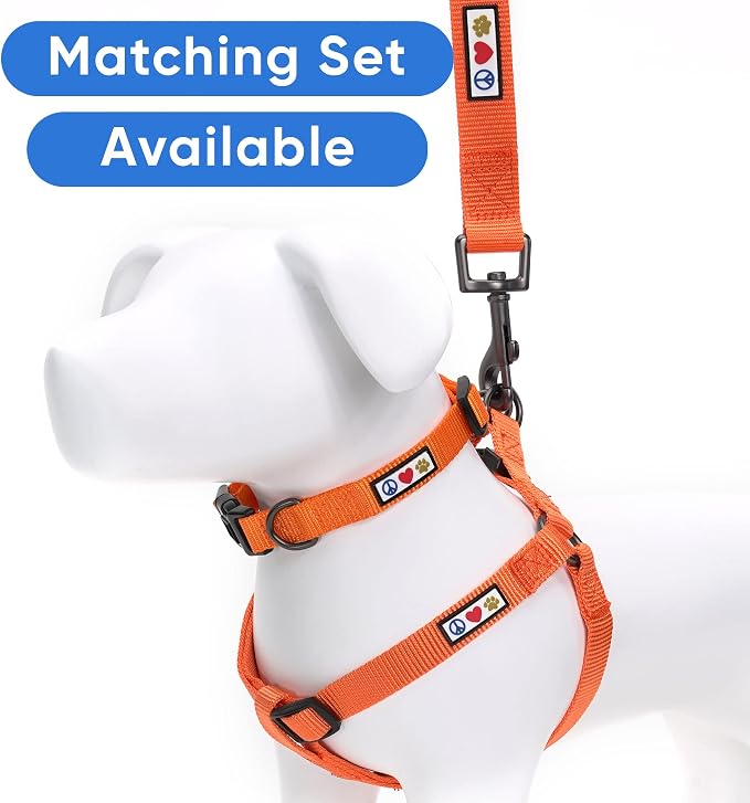 Pawtitas Medium Orange Dog Harness - Adjustable Reflective Harness for Dog Walking, Solid Color, Nylon, Buckle Closure, Machine Wash