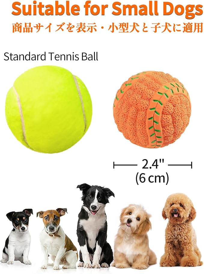 SCHITEC Squeaky Dog Balls, [4 Pack] Interactive Latex Rubber Squeak Dog Toys, 2.4'' Soft Bouncy Fetch Play Ball Toy for Small Dogs Puppies | Squeak Puppy Toy, 2.4” Small Size Ball, Soft Bouncy Rubber Material, Built-in Squeaker, Interactive Fetch