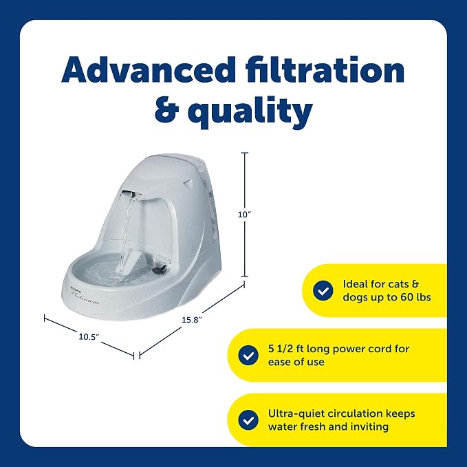 PetSafe Drinkwell Platinum Dog and Cat Water Fountain, Automatic Drinking Fountain for Pets, 168 Ounce,Grey