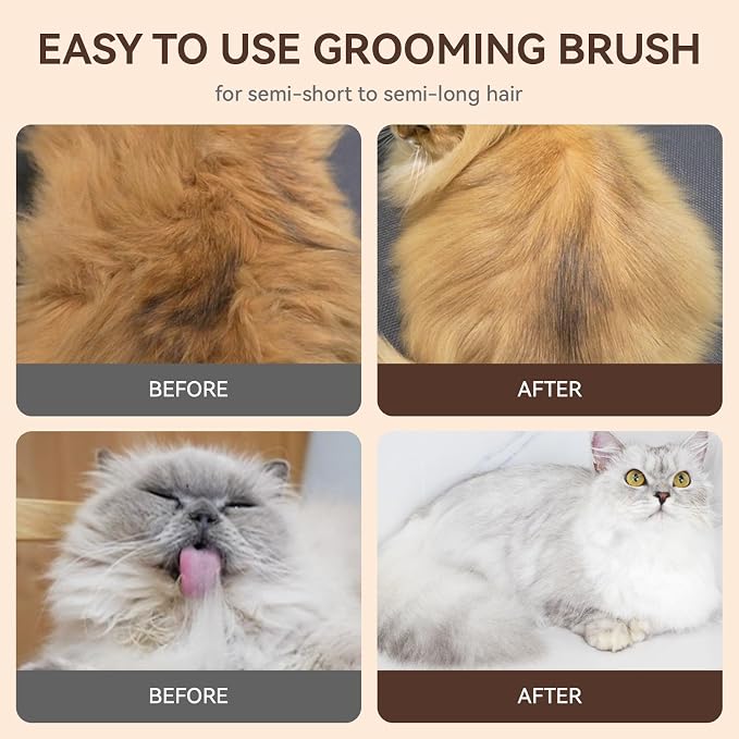 Aumuca Cat Brushes for Indoor Cats Dog Hair Brush for Shedding Long or Short, Brown