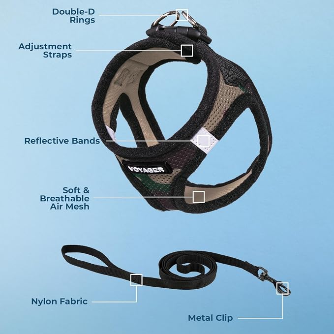 Voyager Step-in Pet Harness - All Weather Mesh, Adjustable Step in Harness for Cats and Dogs by Best Pet Supplies - 307S Army Base, S