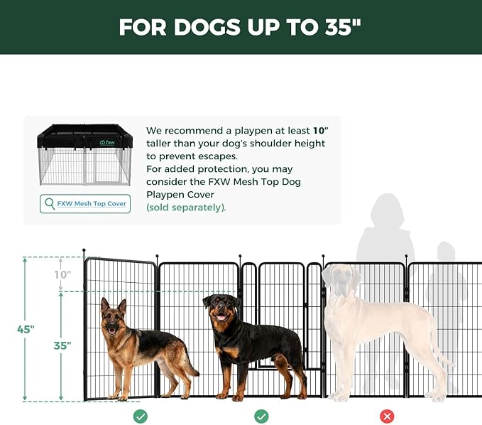 FXW Rollick Unleashed Dog Playpen, 45in, 16 Panels with Connectors, 2-Pack, Large