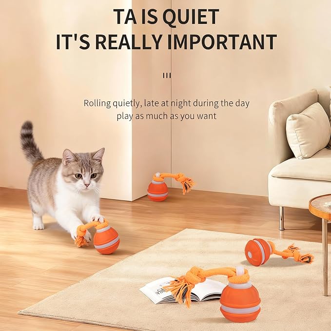 Interactive Dog & Cat Toy, Auto Chirping Ball, Rechargeable Self Play | Motion activated, chirp sound, USB-C fast charge, durable, indoor play, boredom relief for small dog & cat blue